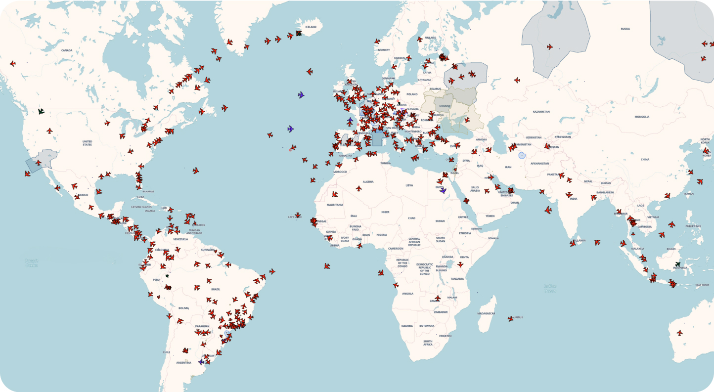 une carte du traffic aérien